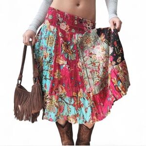 2008 Vintage Raviya | Boho Patchwork Cotton Midi Skirt